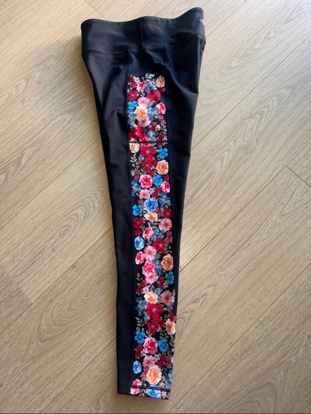 Johnny Was Bee Active Leggings With Pockets Black Rose Size L - Picture 7 of 14